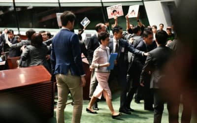 Hong Kong Chief Abandons Policy Speech after Being Shouted Down