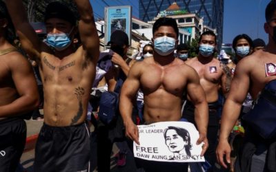 Myanmar’s Shirtless Gym Junkies Join Anti-Coup Rally