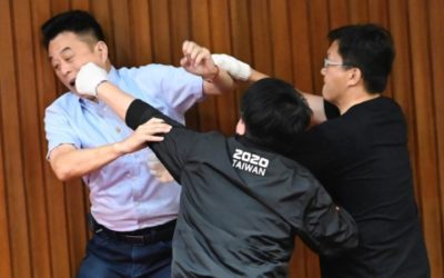 Punches, Water Balloons Thrown in Taiwan Parliament Melee